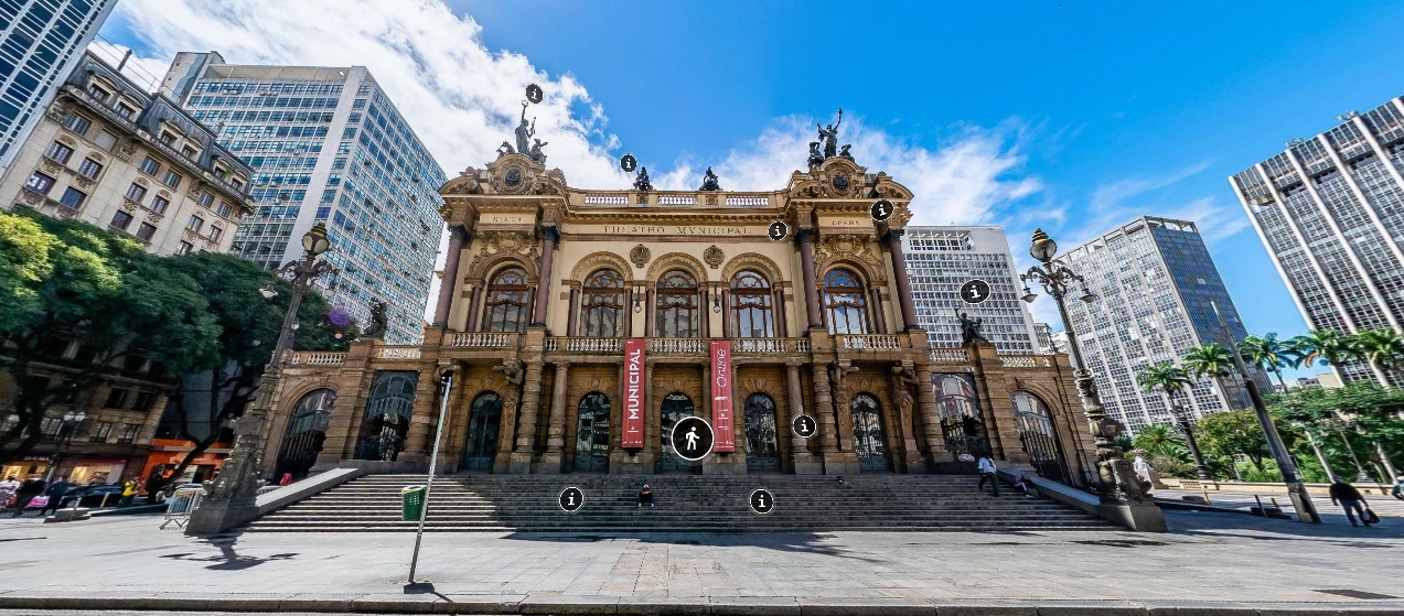 Fachada do Theatro Municipal de São Paulo a partir do tour virtual