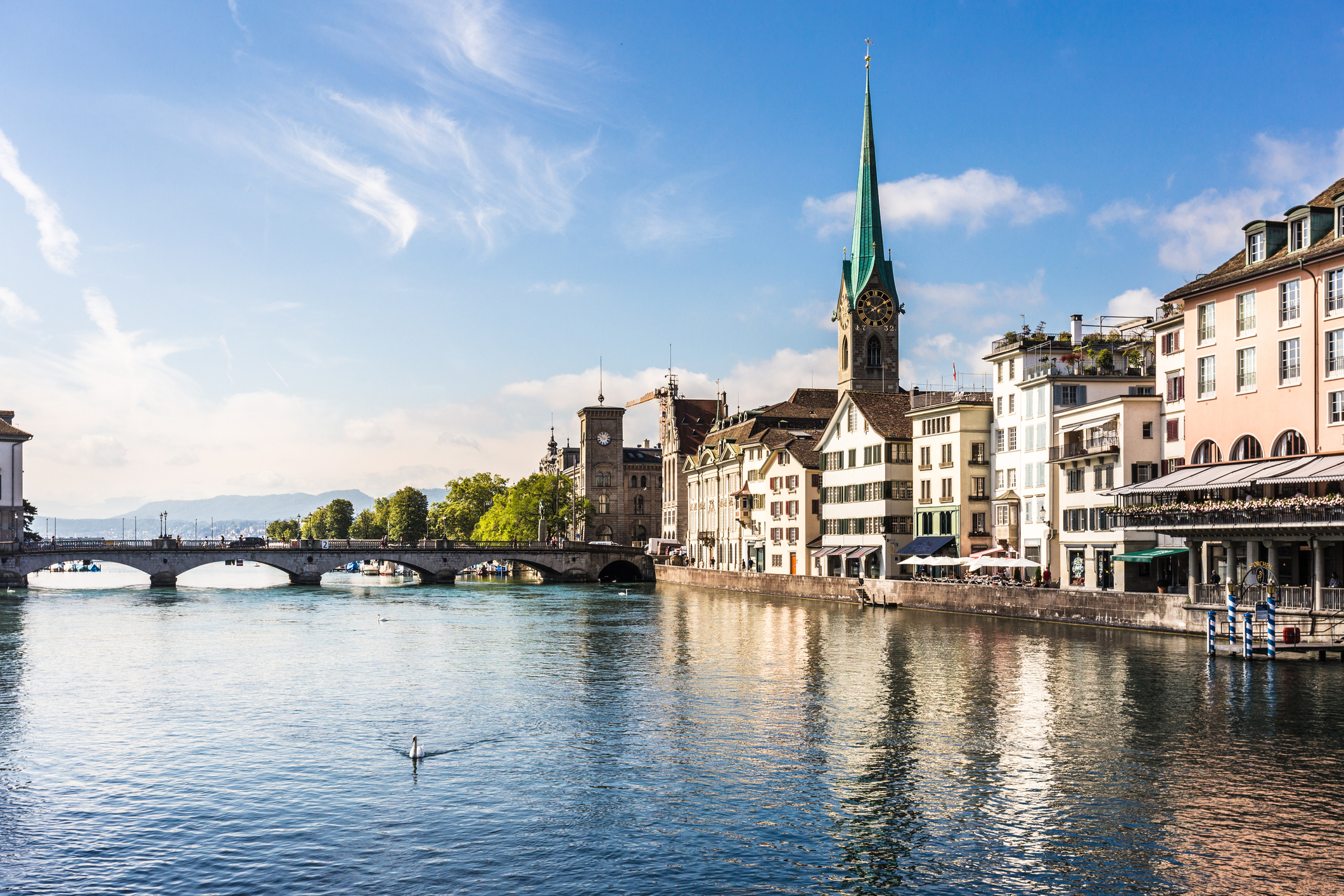 Zurich old town with the Limmat river in Switzerland