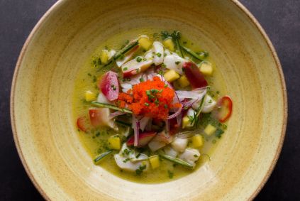 Ceviche da casa autoral do chef Fábio Lazzarini