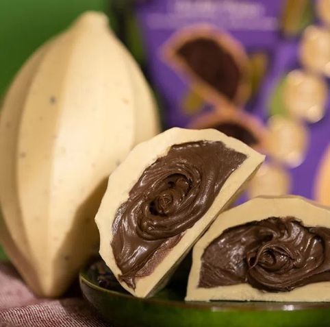 Sem glúten, lactose, açúcar, adoçantes e conservantes, ovo de páscoa da Haoma é feito com chocolate branco, creme de avelã com cacau e whey protein / Reprodução site