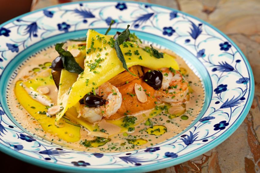 Ravioli aberto de camarão do Babbo Osteria / Rodrigo Azevedo