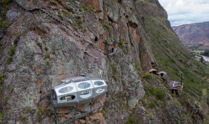 Hotéis no Vale Sagrado, no Peru, têm cabines transparentes e suspensas a 400m de altura