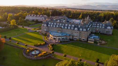Vista aérea do hotel Gleneagles, na Escócia