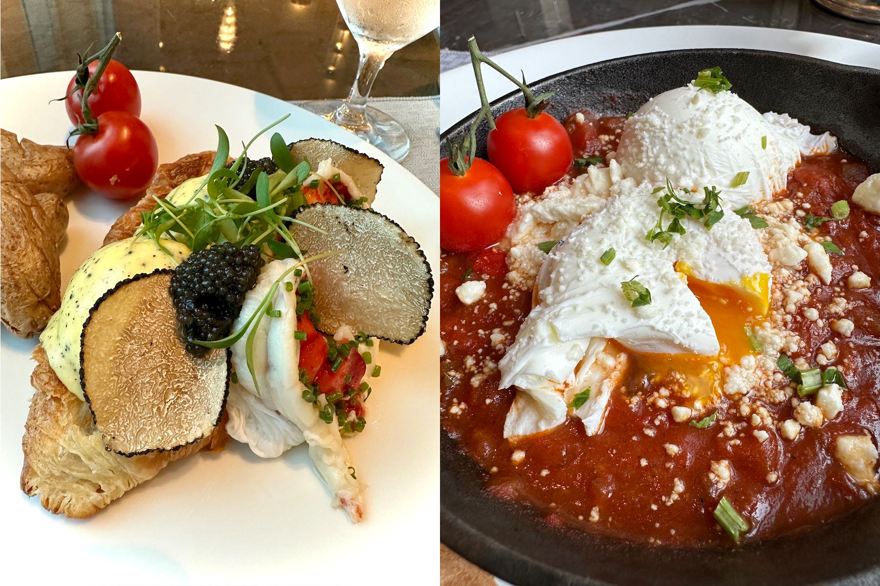 Café da manhã no The Peninsula Chicago tem desde itens básicos até pratos típicos de várias regiões do mundo, como Shakshuka, Tortillas, Arroz frito / Fotos: Tina Bini