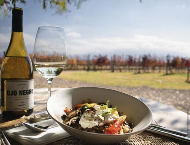 Localizado na Bodega Ojo de Agua, visitantes têm menu em etapas ou à la carte à disposição; Cordilheira dos Andes e vinhedos compõem o cenário para o almoço / Reprodução Facebook