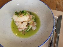 Ceviche com sorbet de melão e yuzu do Mäska