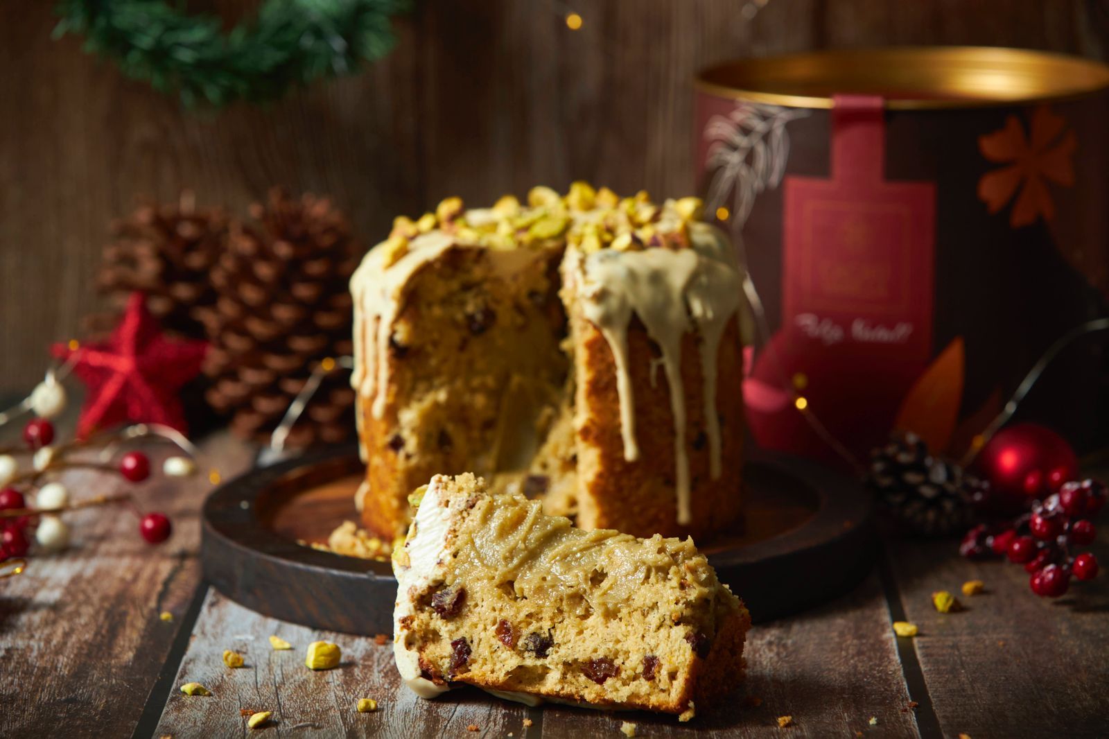 Cacau Vanilla oferece diferentes opções de panetone sem glúten e sem lactose. Na foto, o de pistache adoçado com açúcar demerara / Divulgação
