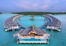 Vista aérea das villas overwater
