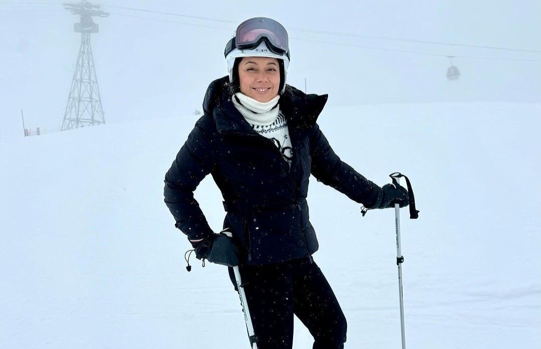 Daniela Filomeno esquia em Courchevel, na França