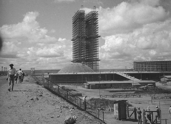 Construção do Congresso Nacional em 1959 / Picryl/Domínio Público