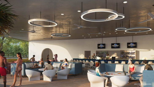 Projeto do restaurante da piscina do Terra Luna Resort, o Moonrise Bar and Grill