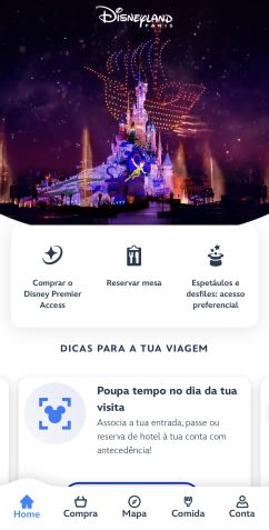Aplicativo da Disney de Paris auxilia visitantes com horários, atrações e mapa de todo o complexo / Reprodução aplicativo Disneyland Paris
