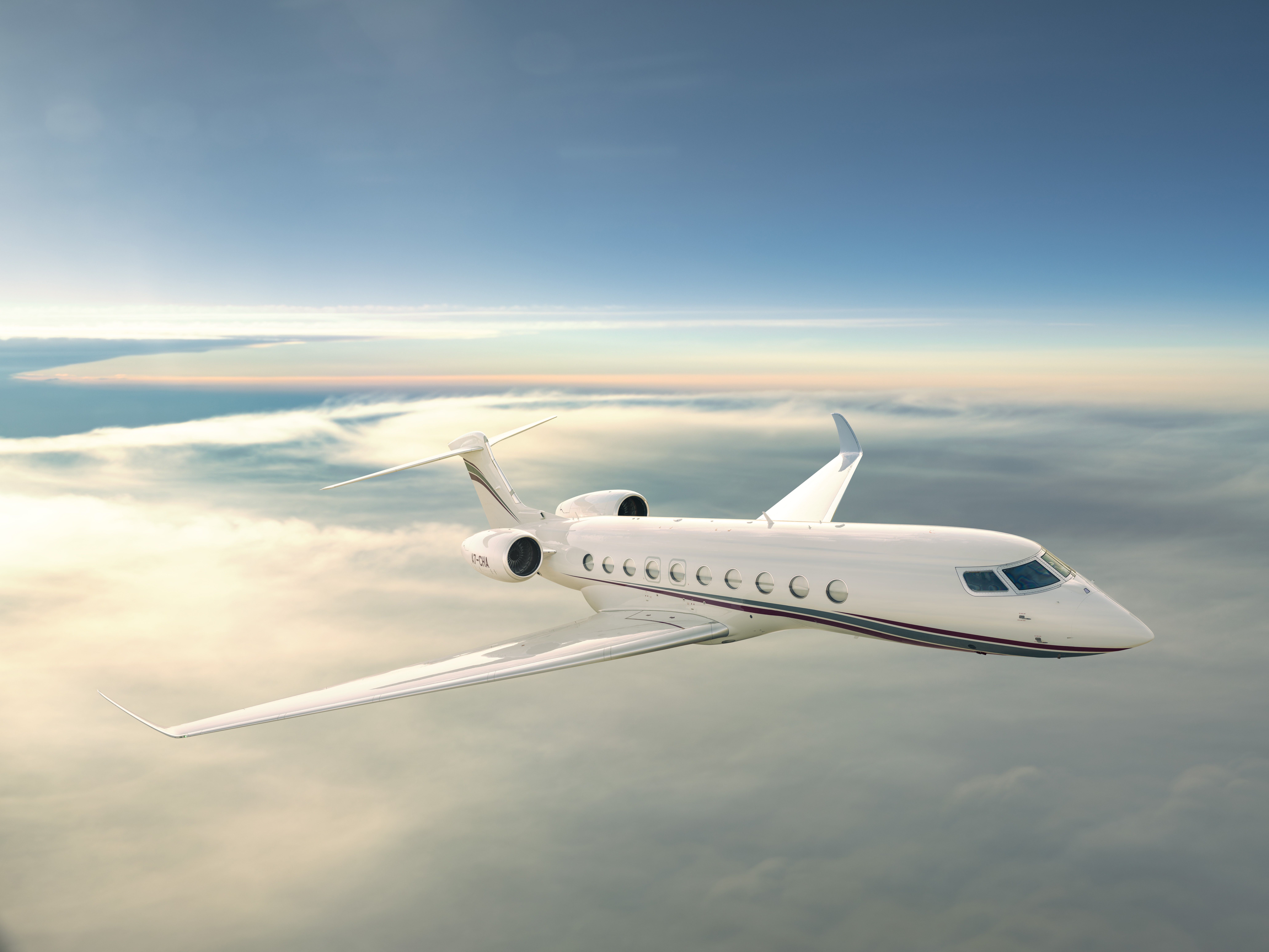 Modelo de jato Gulfstream G700 no ar