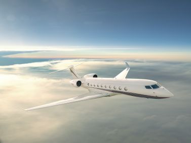 Modelo de jato Gulfstream G700 no ar