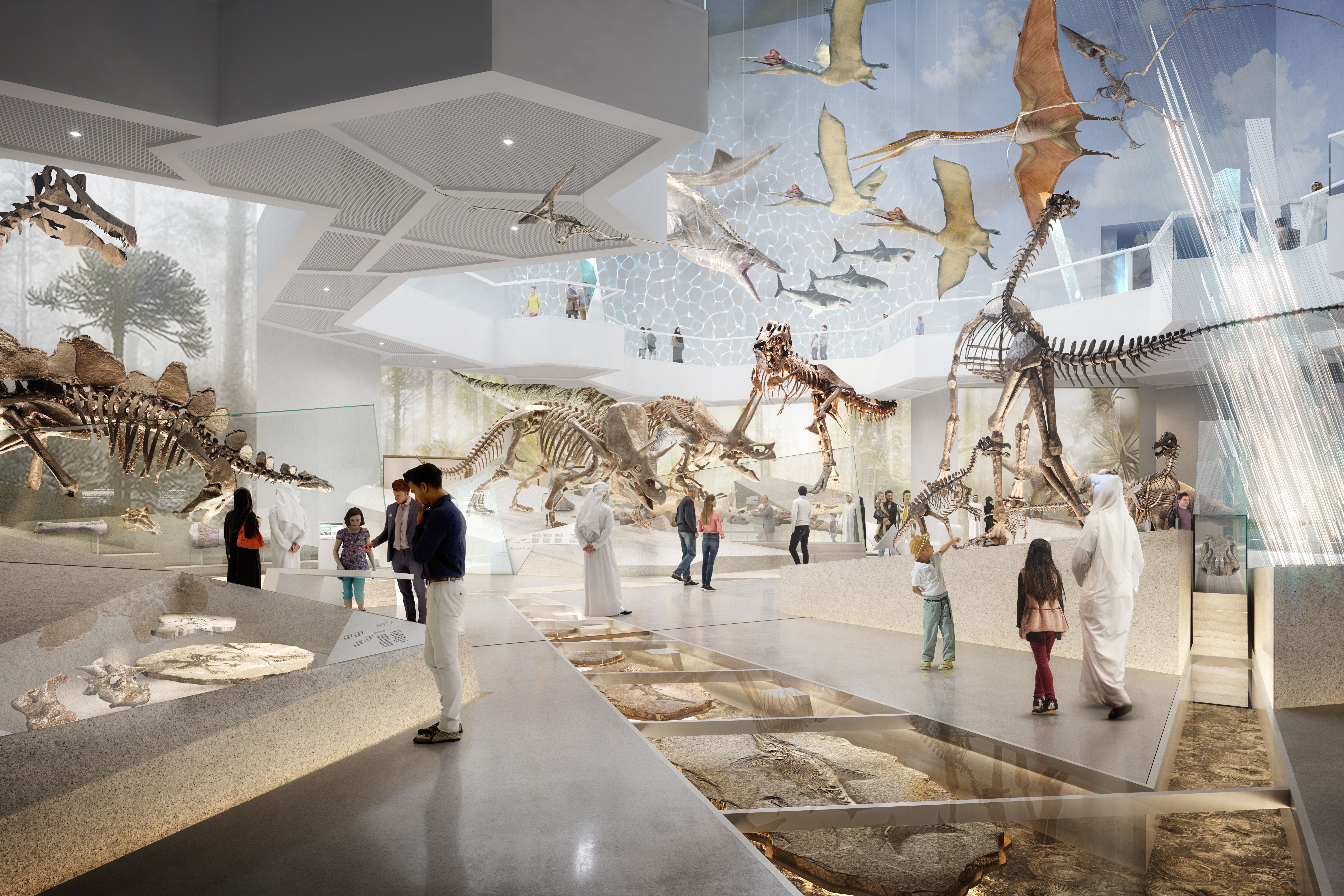 Projeção do interior do Museu de História Natural de Abu Dhabi