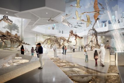 Projeção do interior do Museu de História Natural de Abu Dhabi