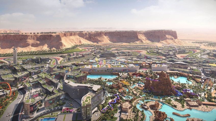 Projeção de uma parte de Qiddiya City, a futura capital do entretenimento e dos jogos na Arábia Saudita / Reprodução/site/Qiddiya