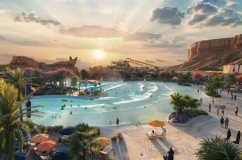 Projeção de uma das piscinas de ondas do parque Aquarabia, em Qiddiya