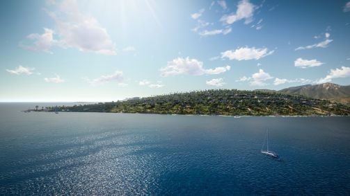 Projeção da península em Bodrum onde a marca Bulgari abrirá um resort em 2026