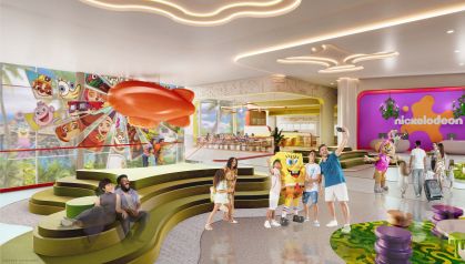 Projeto de como deverá ser o lobby do resort Nickelodeon Hotels & Resorts em Orlando