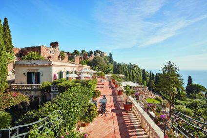 Jardins e fachada externa do Belmond Grand Hotel Timeo