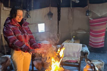Daniela Filomeno em acampamento do povo Sami na Noruega