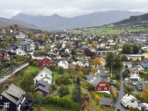 Casas da comuna de Voss vista de cima a partir da Gôndola de Voss