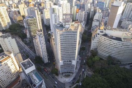 Vista aérea do Hotel Jaraguá, no centro de São Paulo