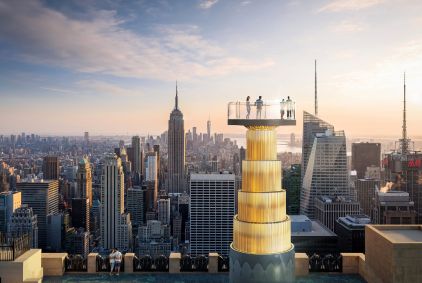 Projeto da atração Skylift no Top of the Rock, em Nova York