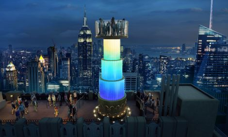 Projeto da atração Skylift no Top of the Rock, em Nova York
