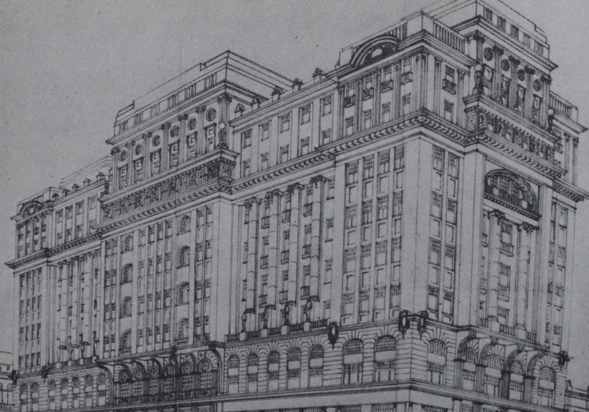 Estudos preliminares, de 1923, sobre o Edifício Martinelli • Divulgação/Edifício Martinelli