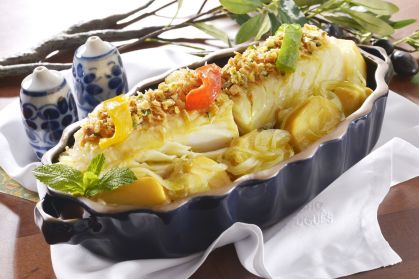 Bacalhau Tras os Montes do restaurante Rancho Português, em São Paulo, um dos parceiros da Caxamar
