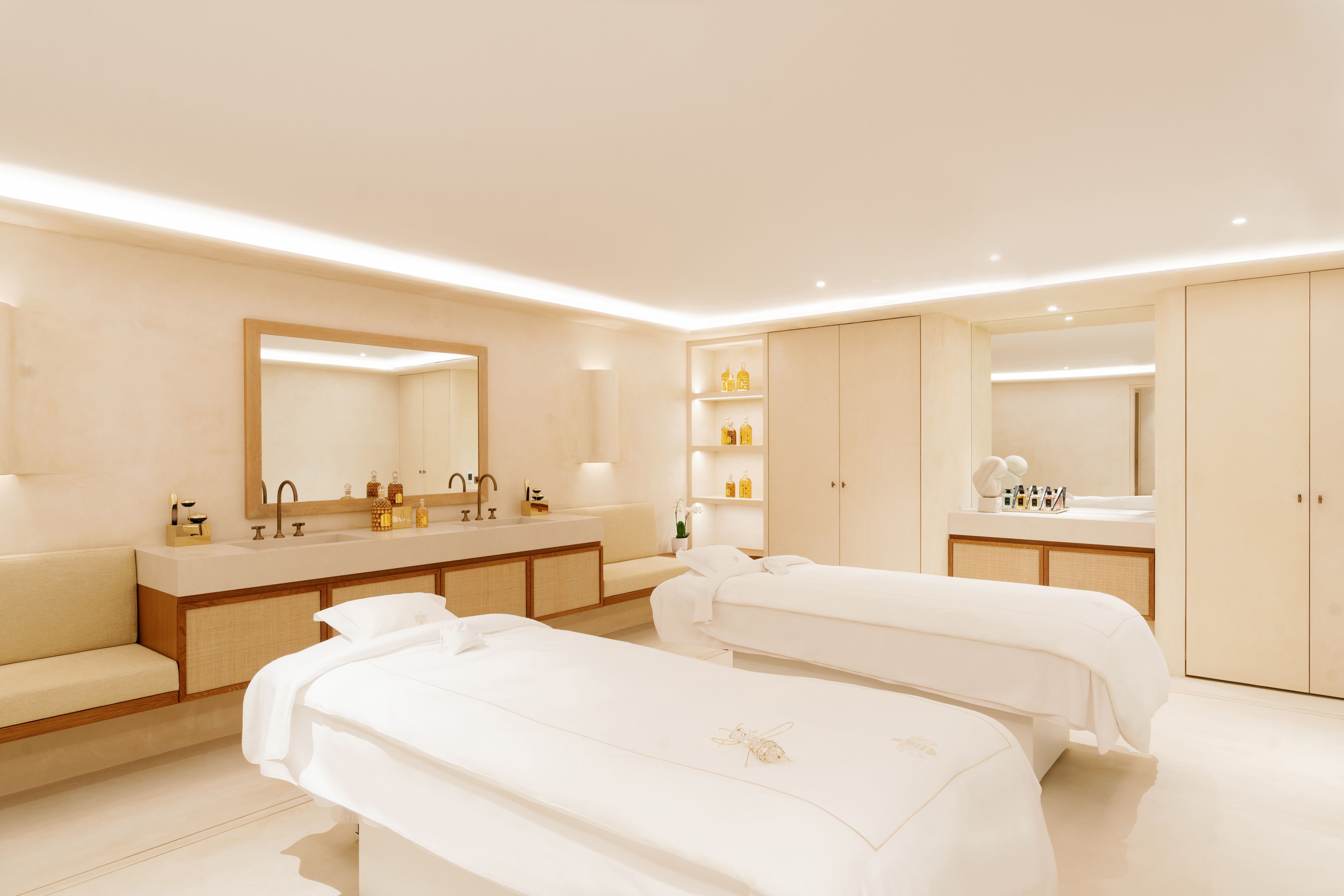 Sala dupla dentro do spa Cheval Blanc St-Barth by Guerlain