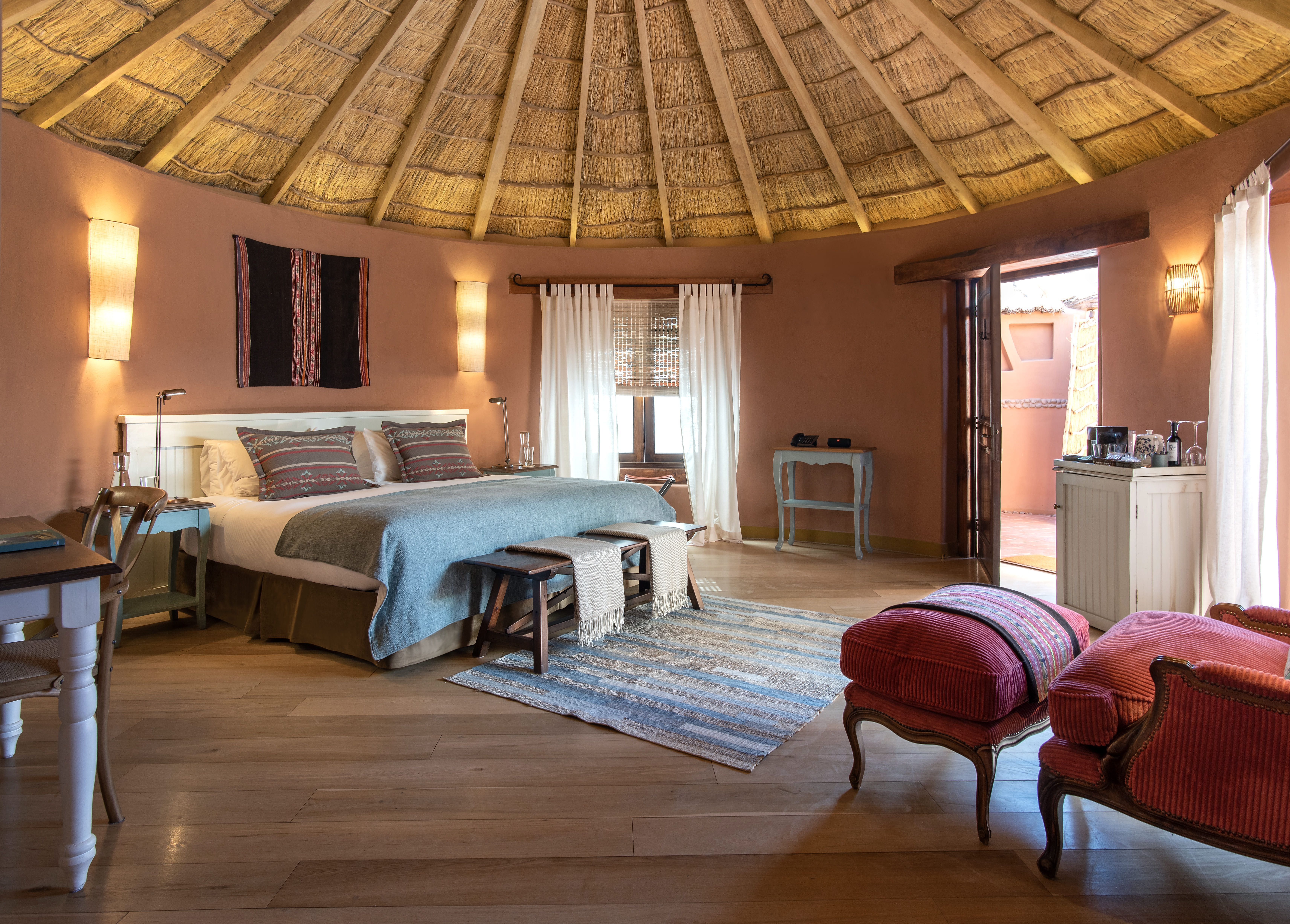 Uma das suítes redondas do hotel Awasi Atacama