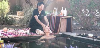 Daniela Filomeno no spa do Nayara Alto Atacama
