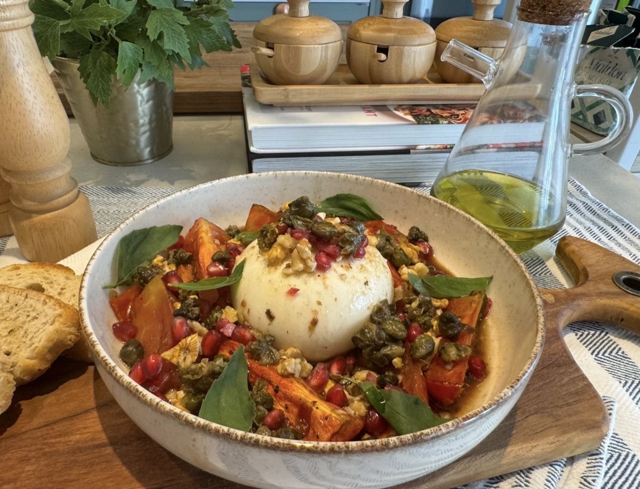 Burrata com tomates assados