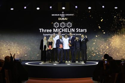 Chefs três estrelas na cerimônia do Guia Michelin Dubai 2025