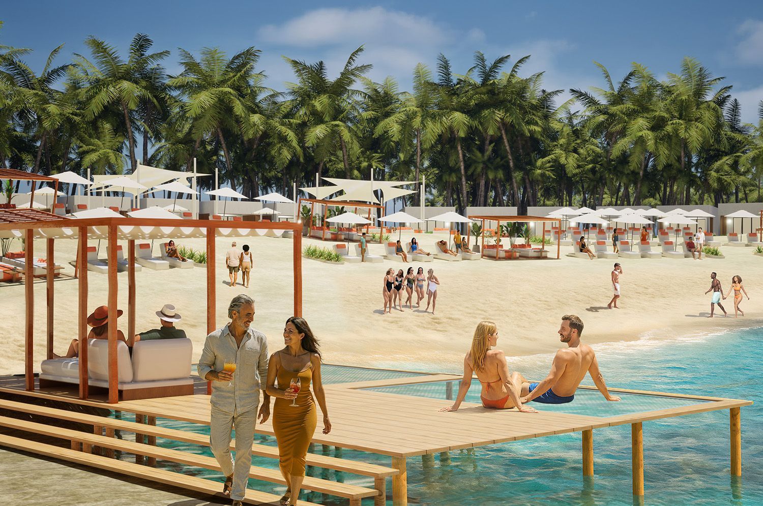 Ilha já possui praias e adicionará novas áreas de descanso à beira-mar, incluindo clube só para adultos • Divulgação