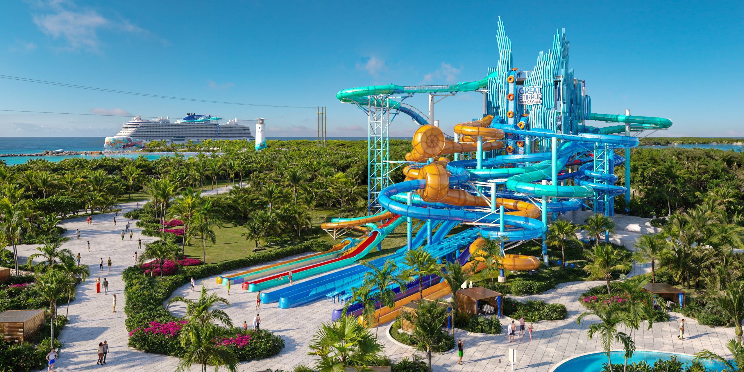 Parque aquático em ilha privativa da Norwegian Cruise Line nas Bahamas