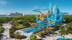 Ilha privativa nas Bahamas ganhará parque aquático com 19 toboáguas