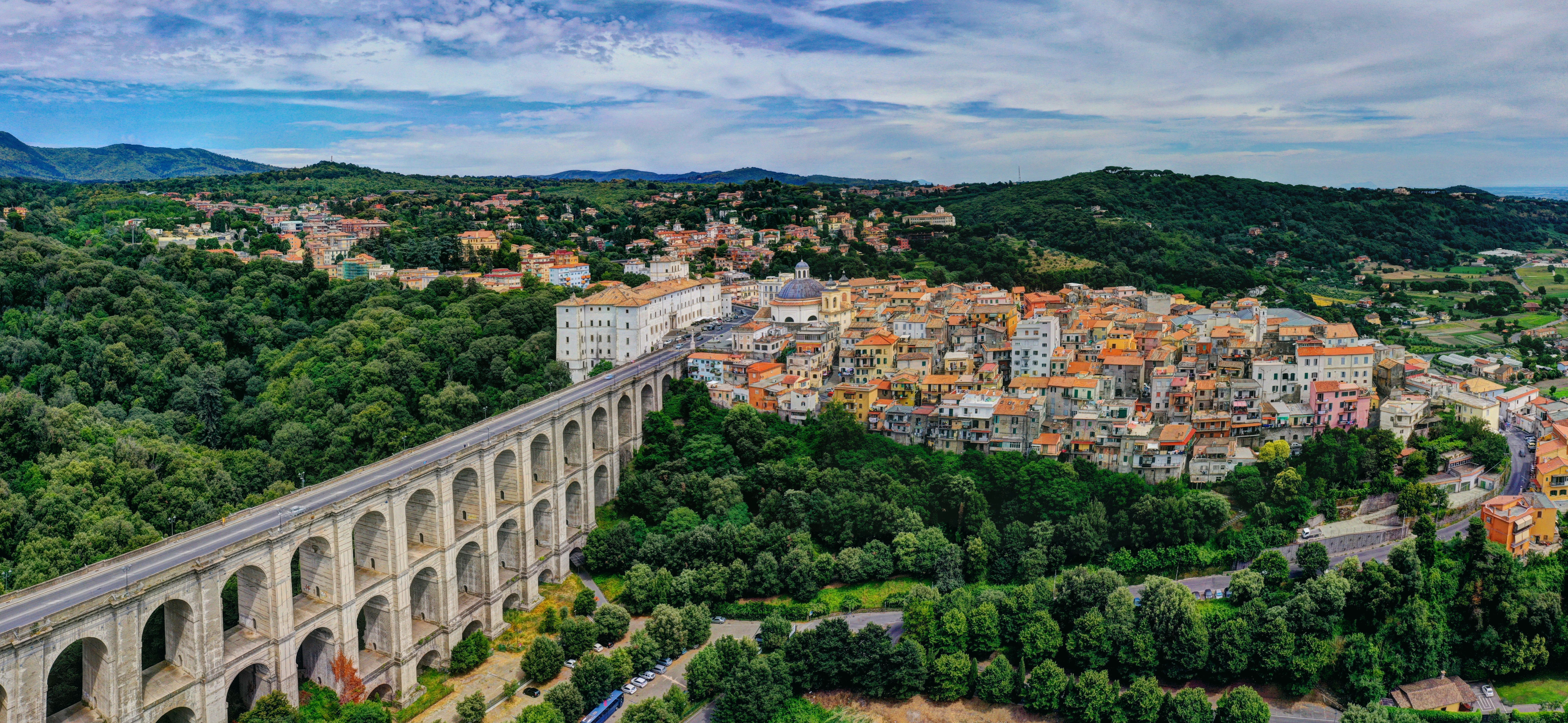 Ariccia Monumental Bridge with the village of Ariccia in the background