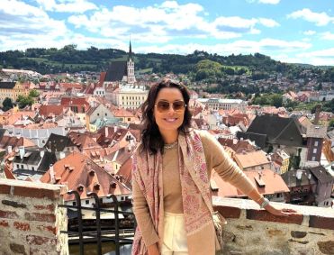 Daniela Filomeno na cidade de Český Krumlov, na República Tcheca