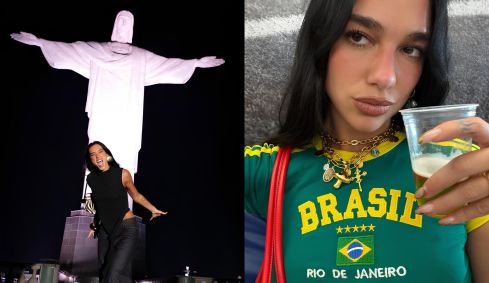 Dua Lipa no Cristo Redentor e tomando um chope no Rio de Janeiro