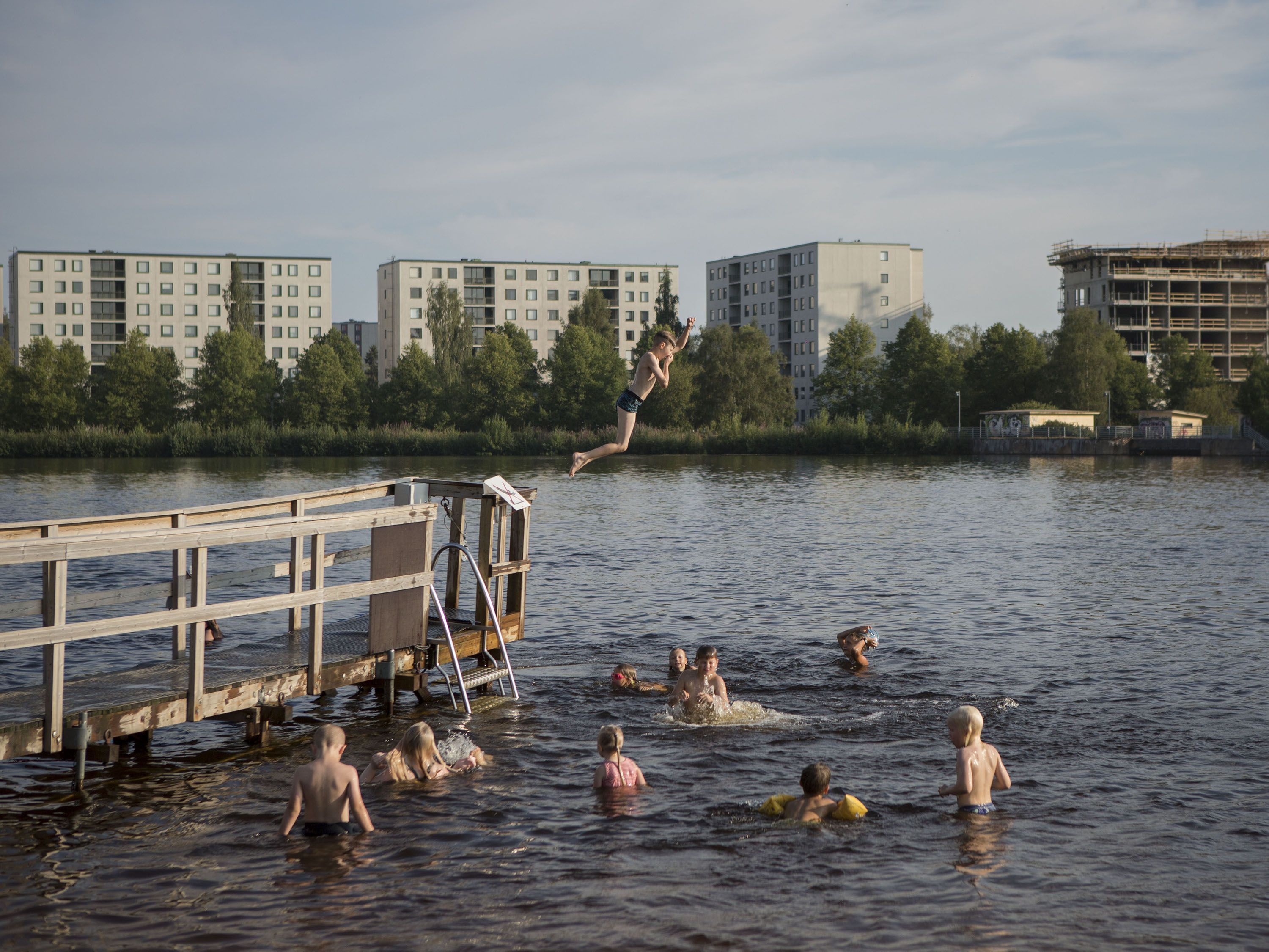 Praia na cidade de Oulu, na Finlândia
