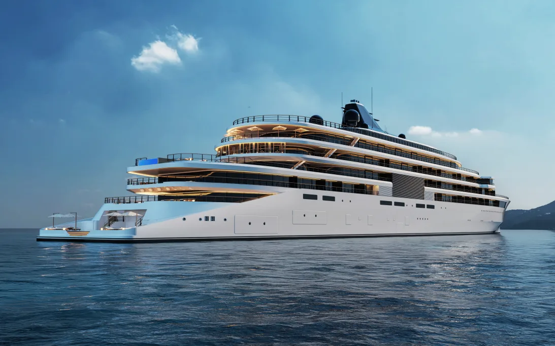Representação do Amangati, um navio de 183 metros da Aman com lançamento previsto para 2027 • Aman