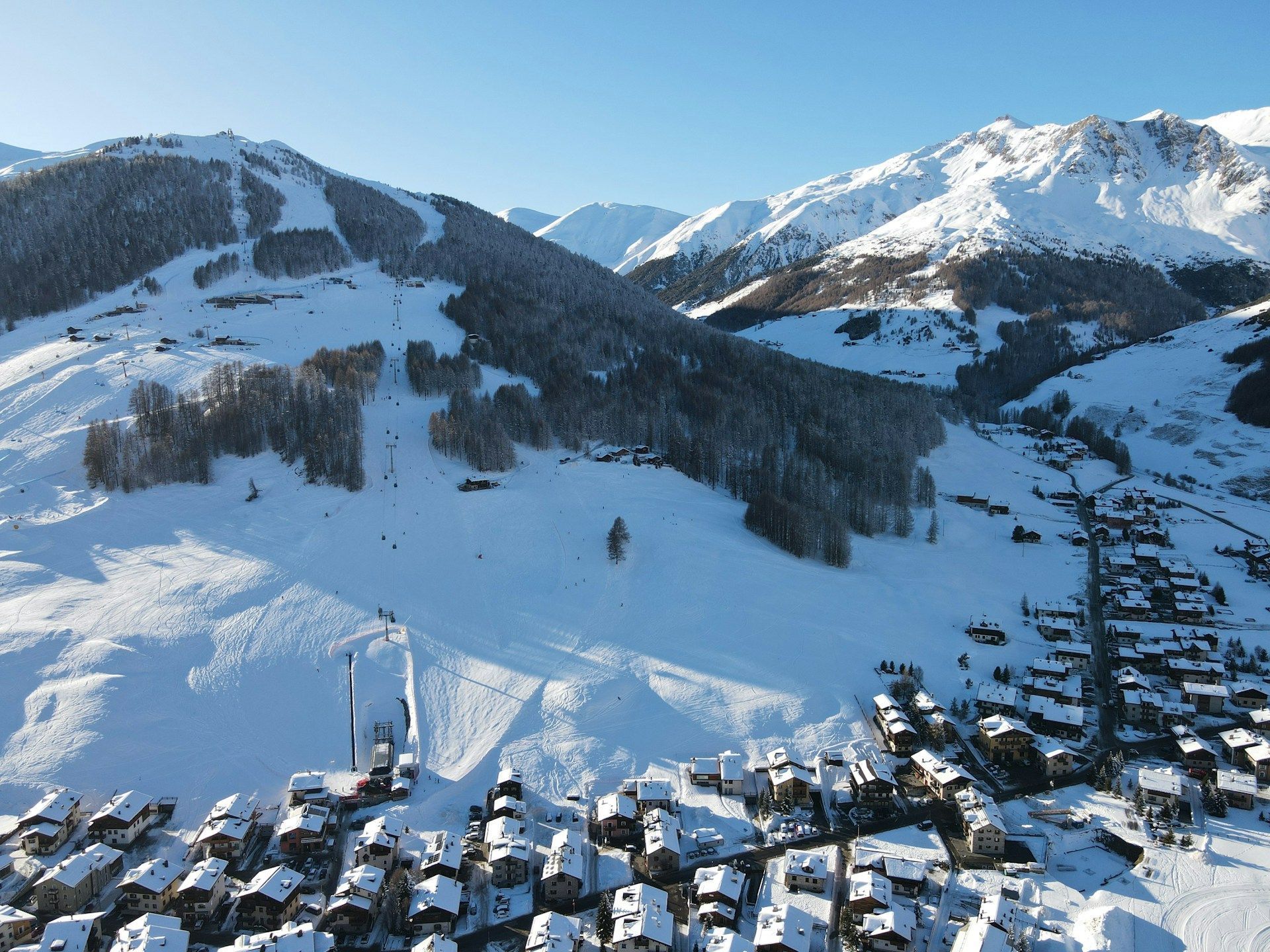Vista aérea de Livigno, na Itália