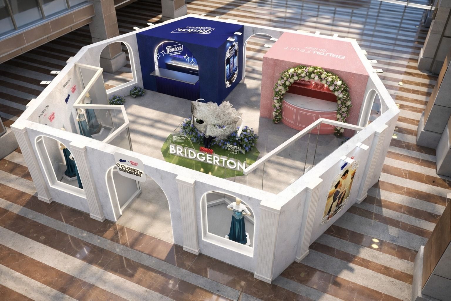 Exposição de figurinos de "Bridgerton" acontece no Shopping Eldorado • Divulgação