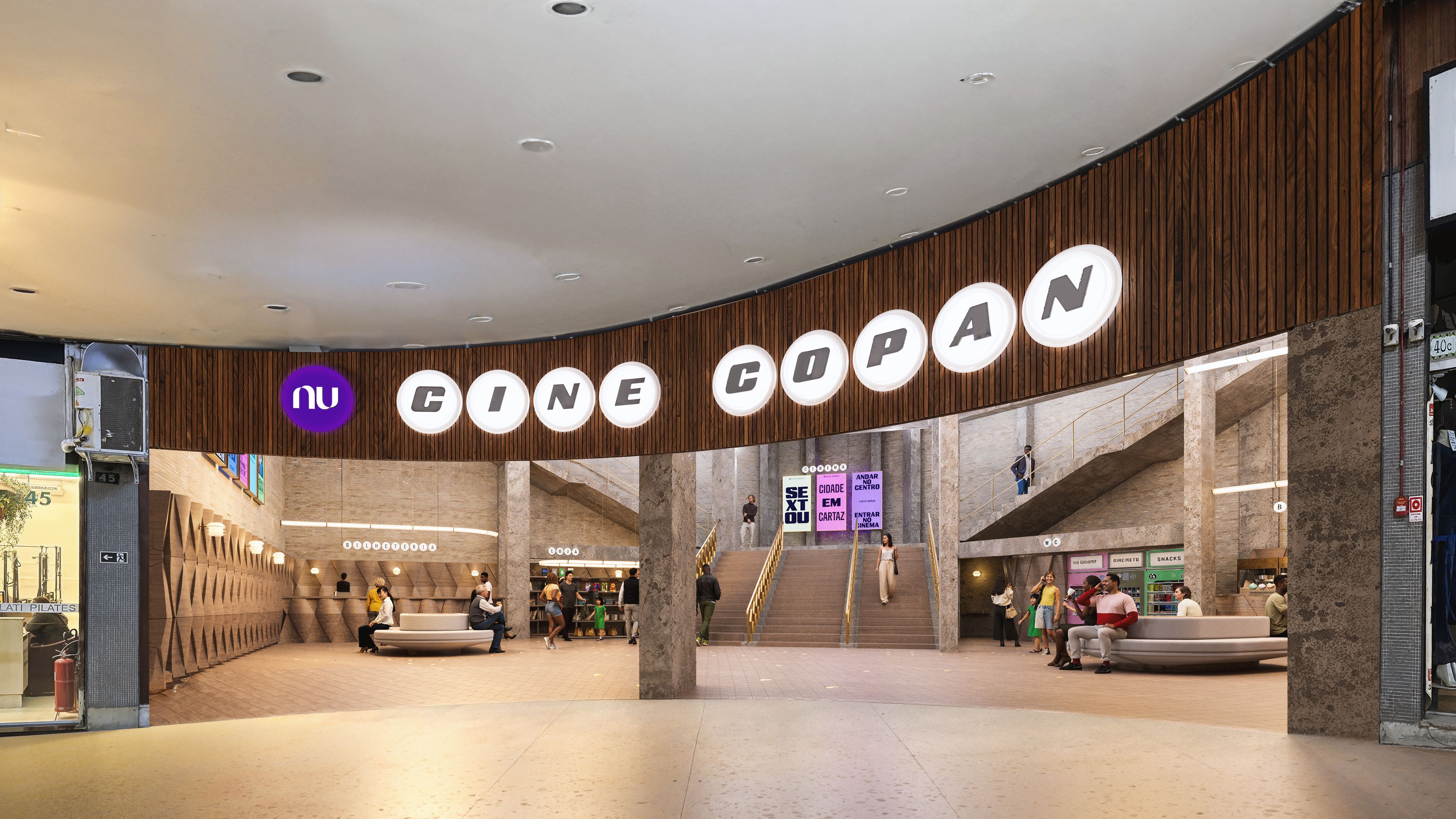 Projeto do Nu Cine Copan, no térreo do Edifício Copan • Divulgação