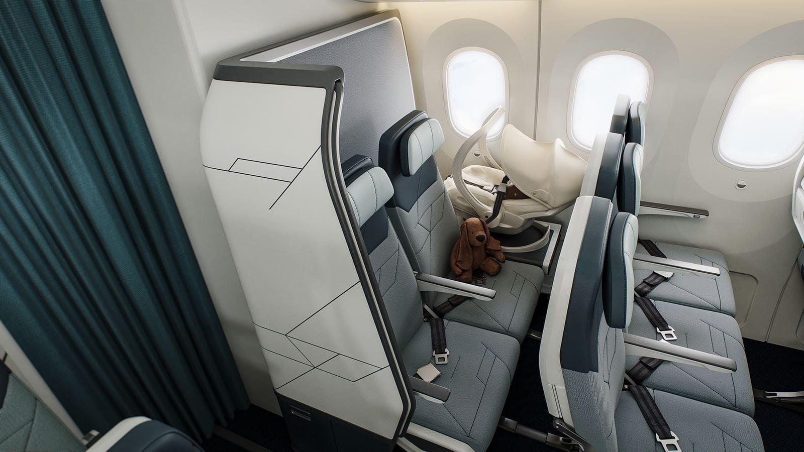 SkyNook tem uma divisória deslizante que oferece aos passageiros mais privacidade • Collins Aerospace