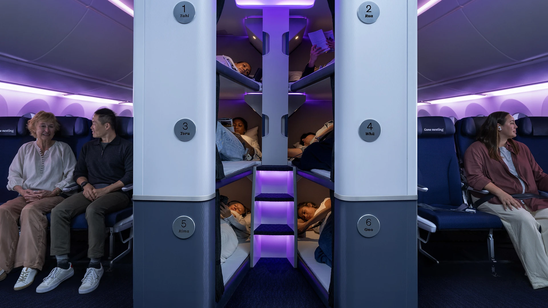 Cabine Skynest da Air New Zealand